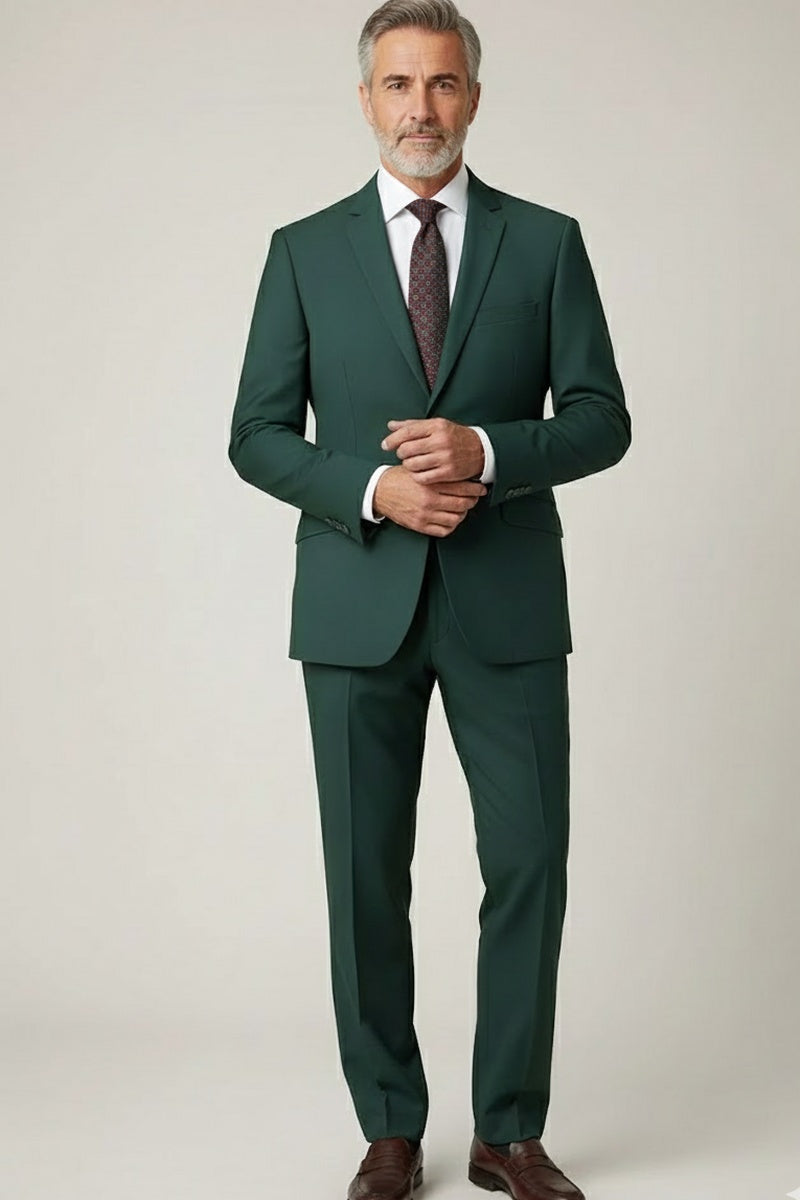 "Rafael" Green 2-Button Notch Suit (2-Piece Set)