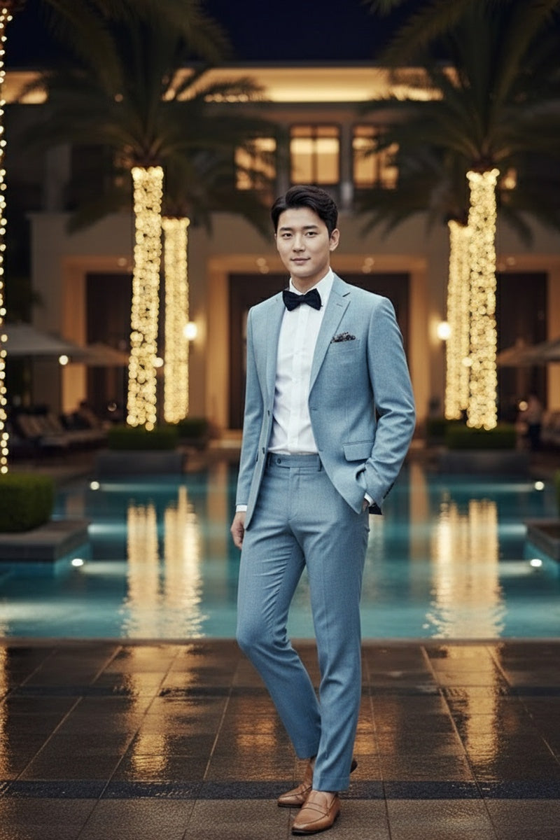 "Rafael" Light Blue 2-Button Notch Suit (2-Piece Set)