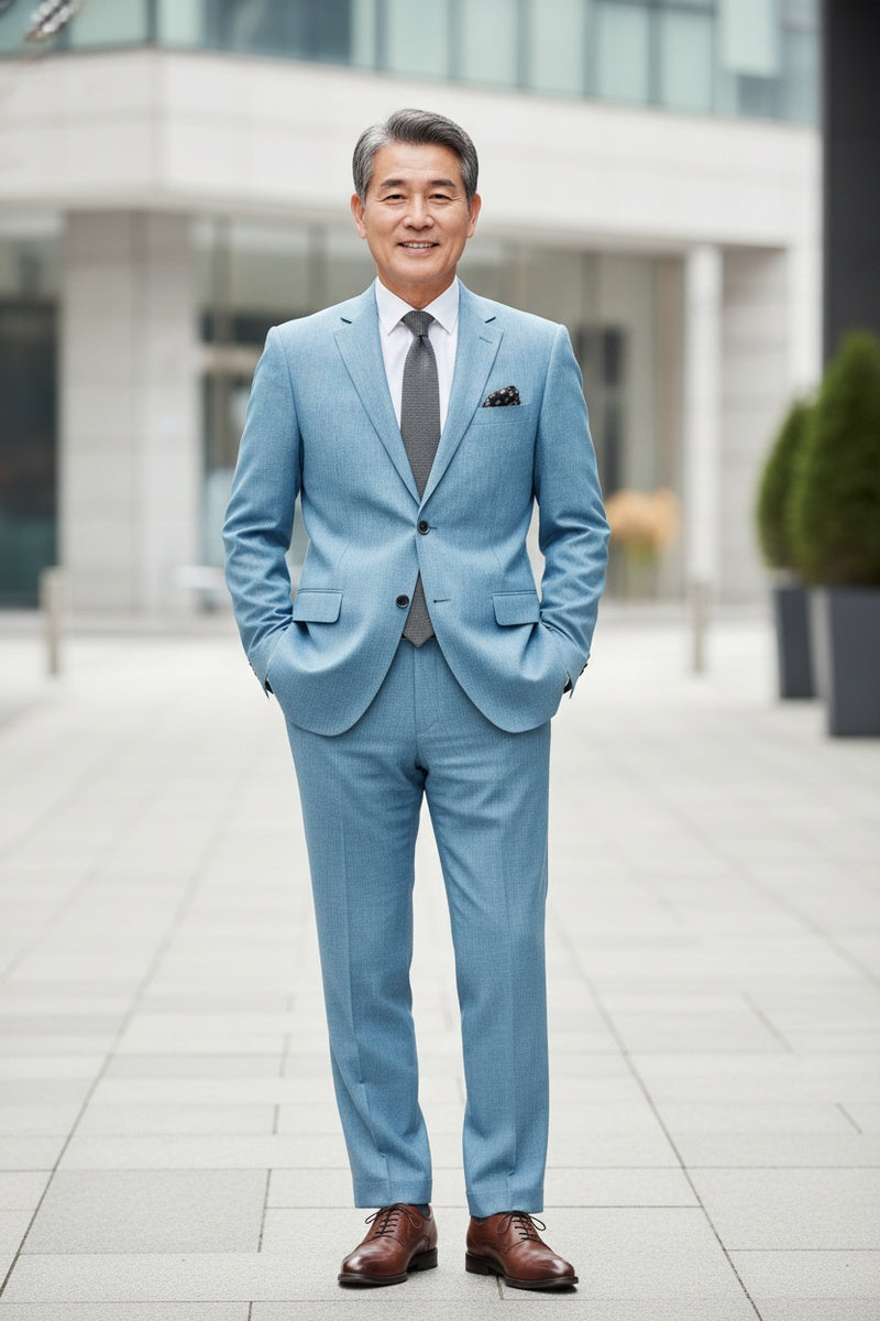 "Rafael" Light Blue 2-Button Notch Suit (2-Piece Set)