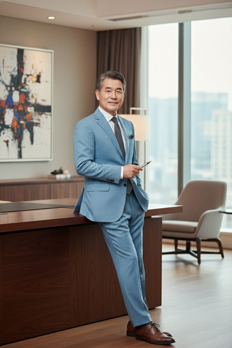 "Rafael" Light Blue 2-Button Notch Suit (2-Piece Set)
