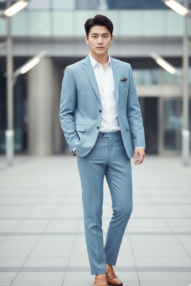 "Rafael" Light Blue 2-Button Notch Suit (2-Piece Set)