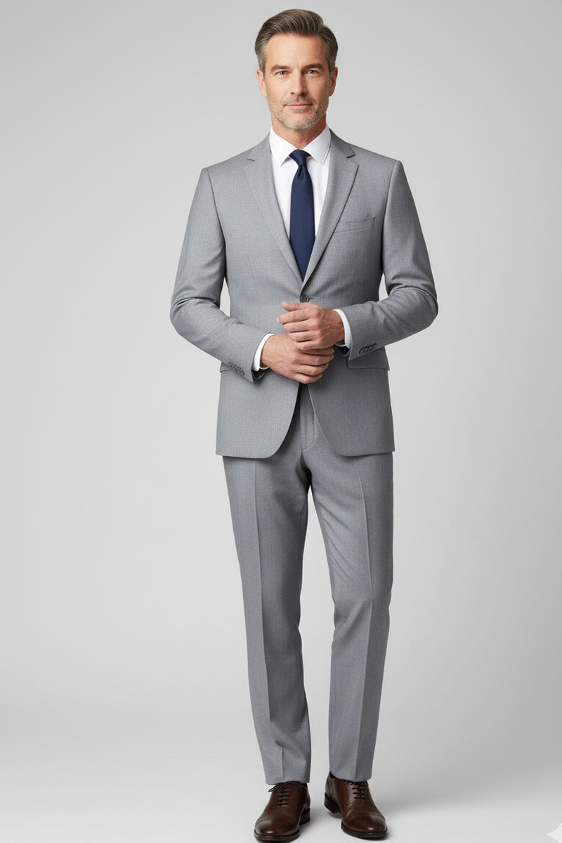 "Rafael" Light Grey 2-Button Notch Suit (2-Piece Set)