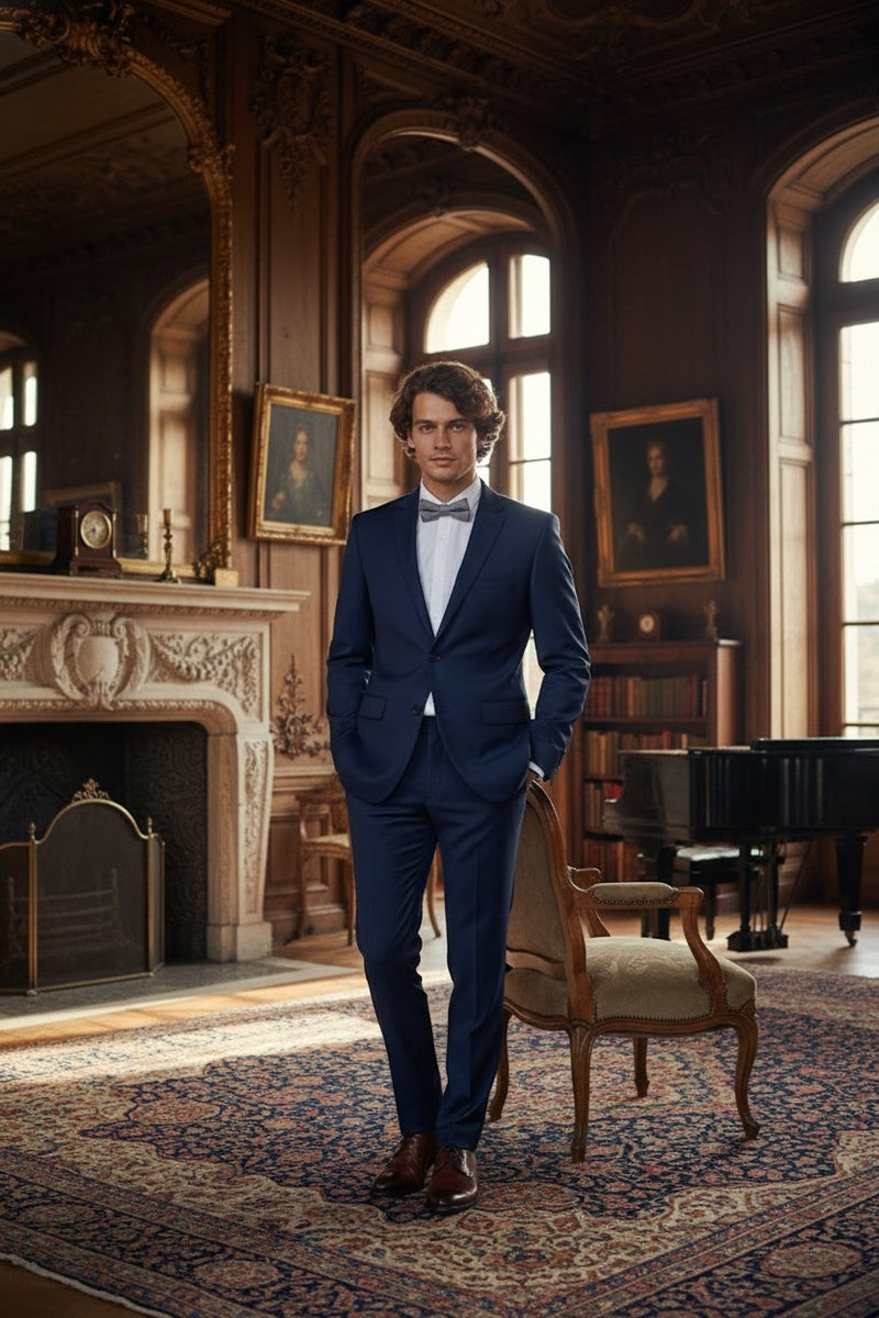 "Rafael" Navy 2-Button Notch Suit (2-Piece Set)