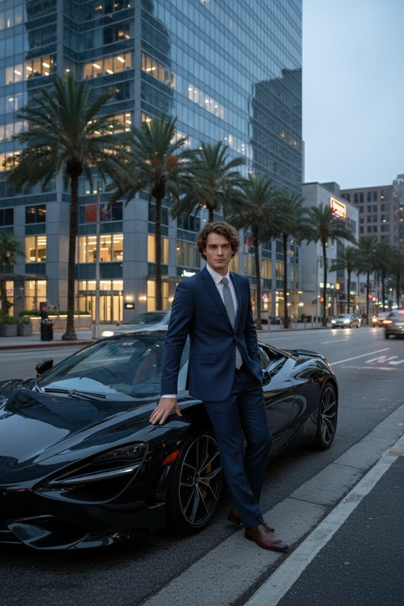 "Rafael" Navy 2-Button Notch Suit (2-Piece Set)