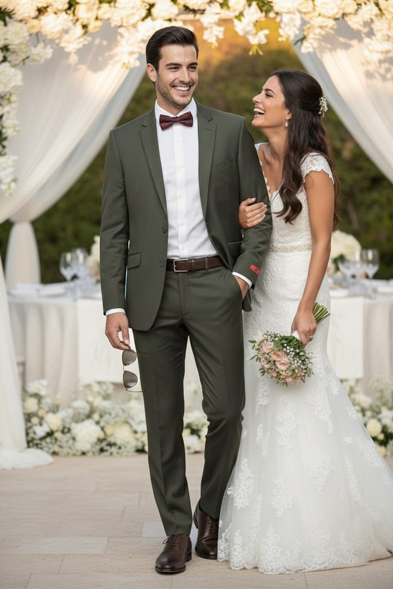 "Rafael" Olive 2-Button Notch Suit (2-Piece Set)