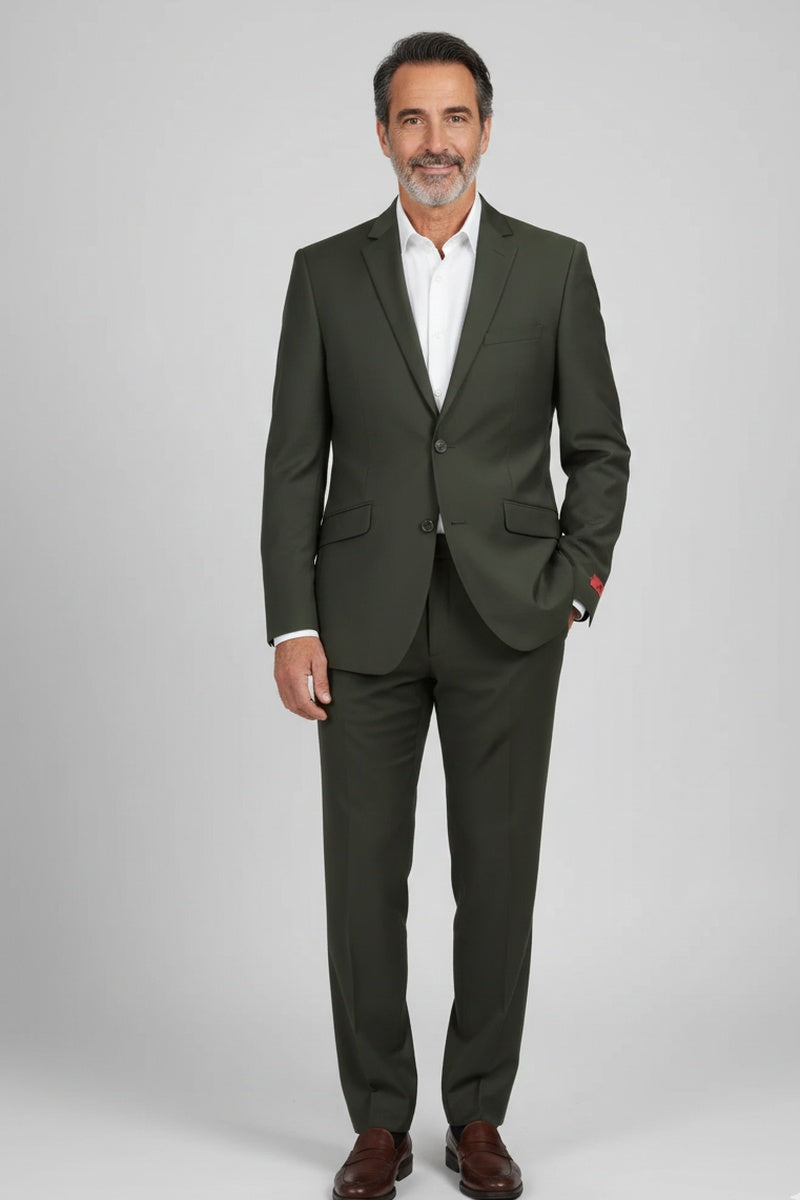 "Rafael" Olive 2-Button Notch Suit (2-Piece Set)