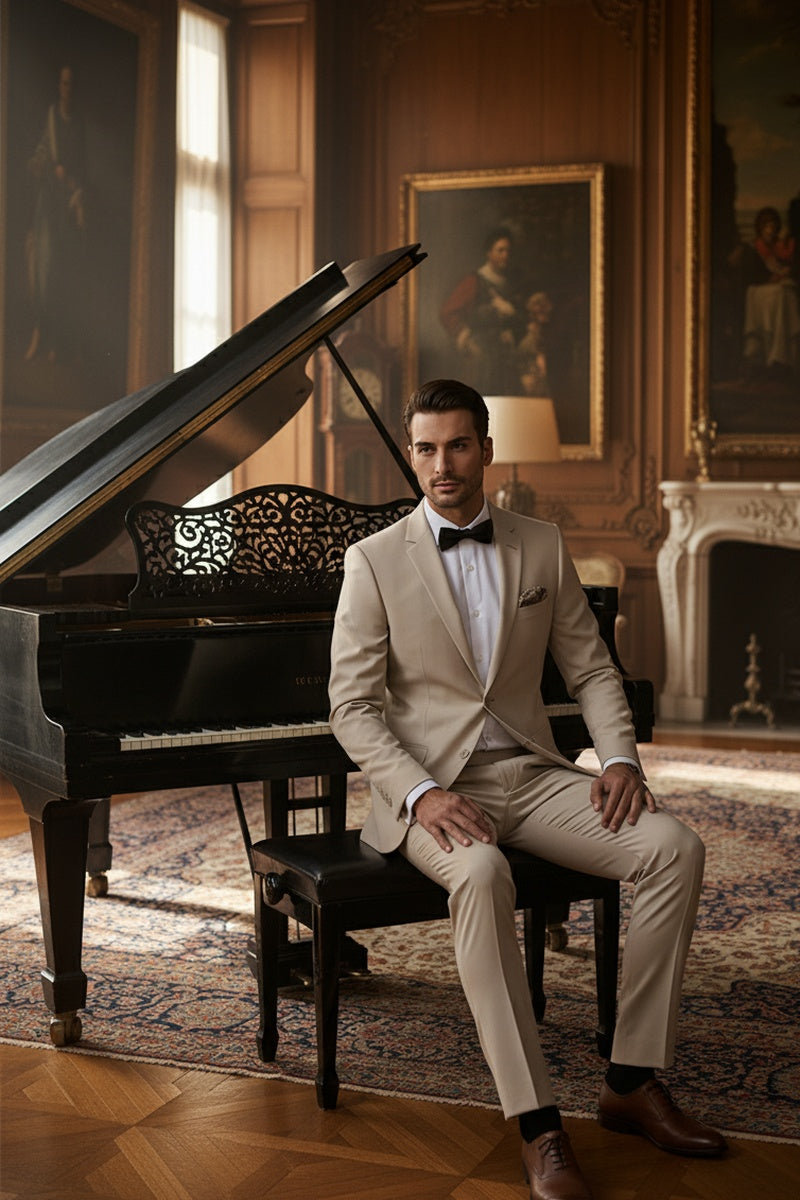 "Rafael" Tan 2-Button Notch Suit (2-Piece Set)