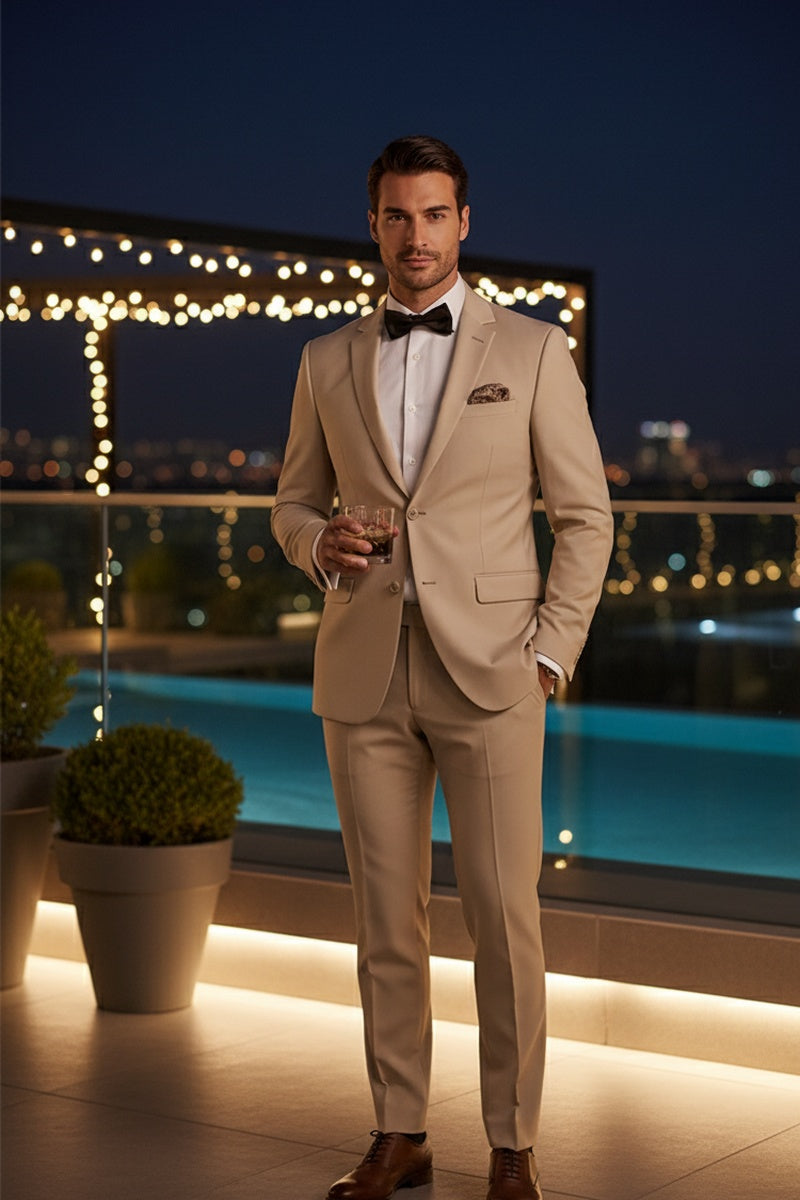 "Rafael" Tan 2-Button Notch Suit (2-Piece Set)