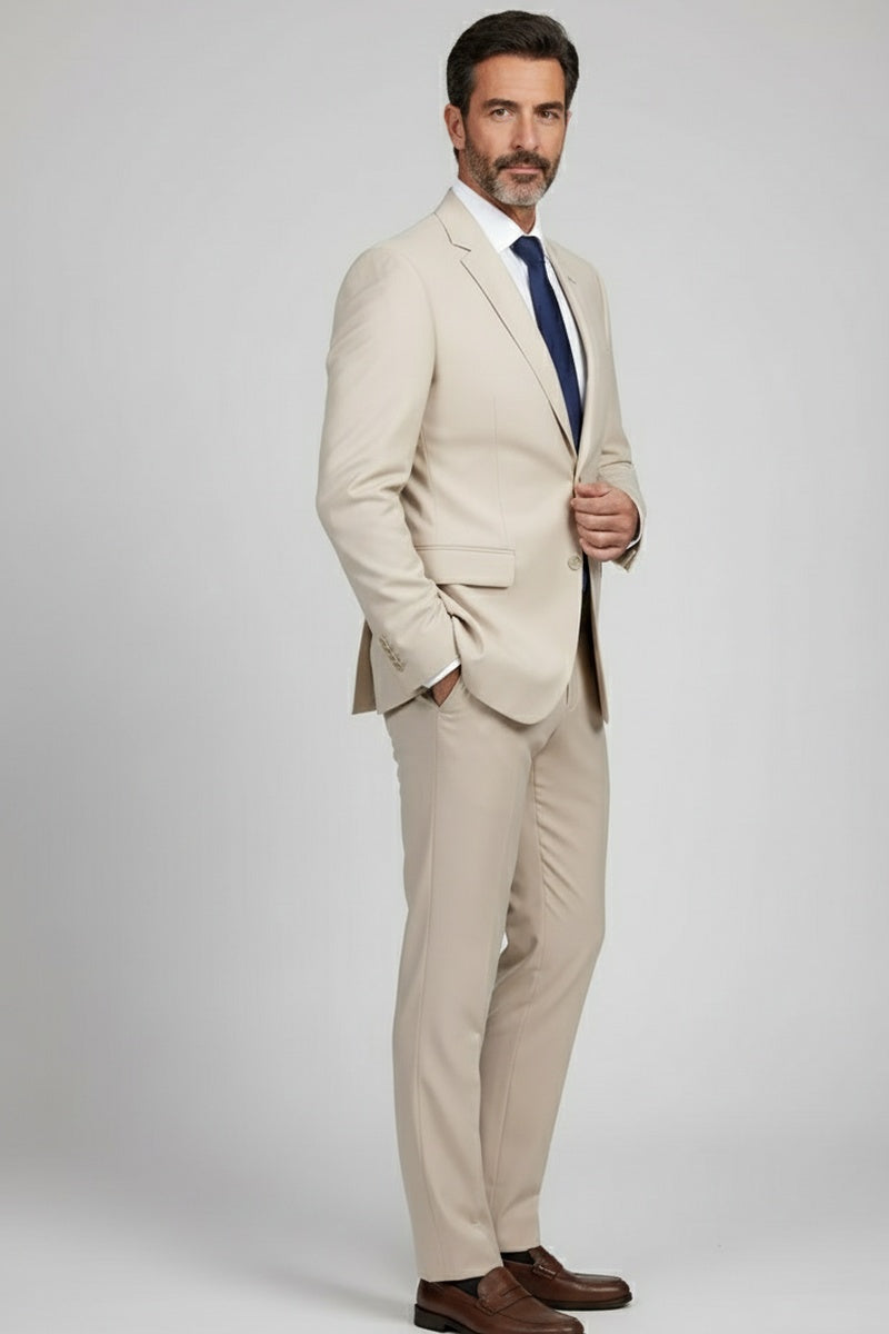 "Rafael" Tan 2-Button Notch Suit (2-Piece Set)