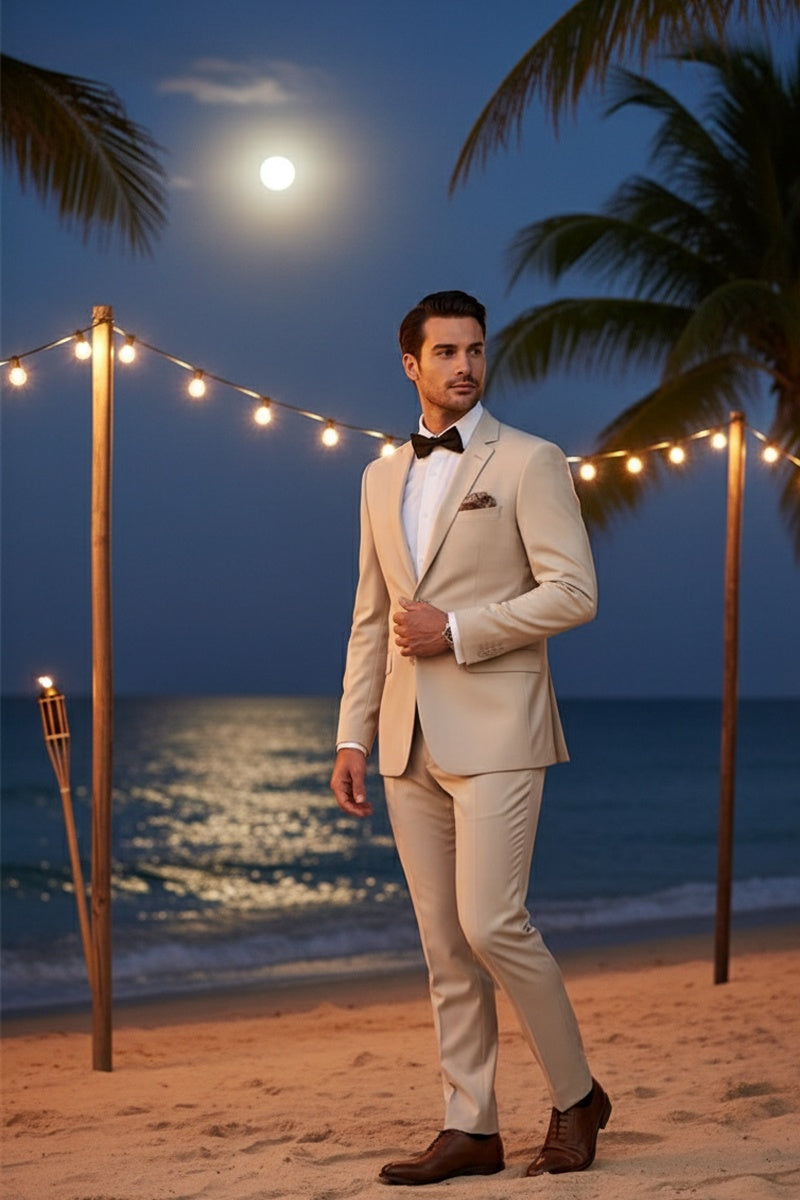 "Rafael" Tan 2-Button Notch Suit (2-Piece Set)