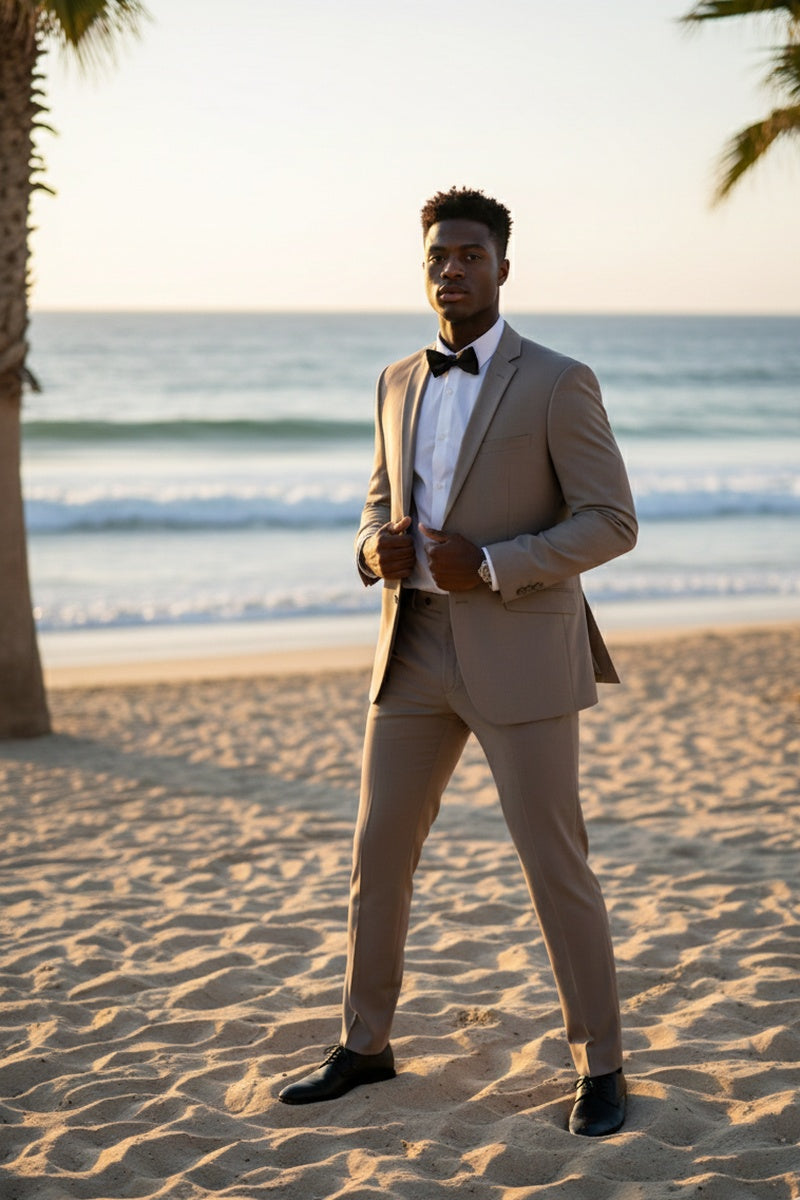 "Rafael" Warm Taupe 2-Button Notch Suit (2-Piece Set)