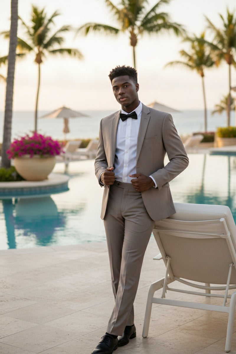 "Rafael" Warm Taupe 2-Button Notch Suit (2-Piece Set)