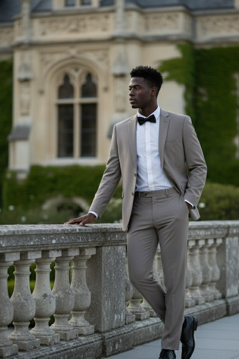 "Rafael" Warm Taupe 2-Button Notch Suit (2-Piece Set)
