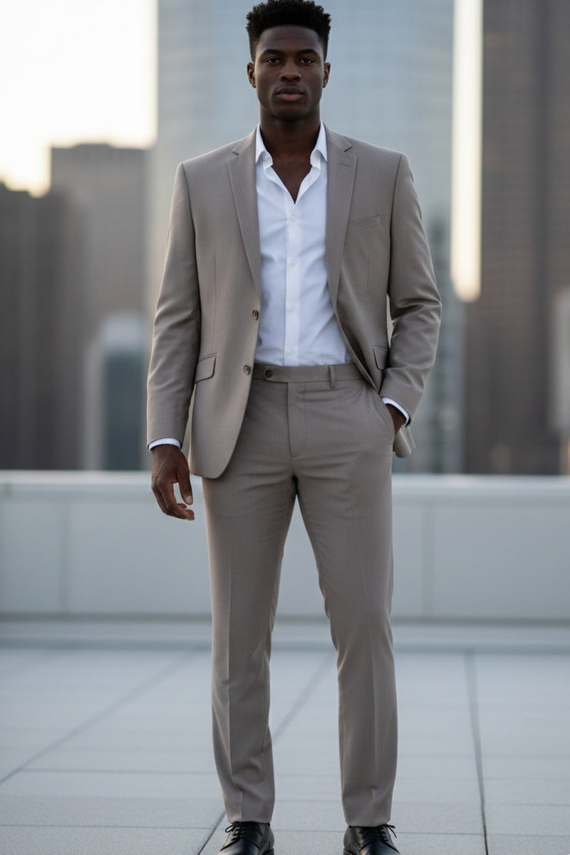 "Rafael" Warm Taupe 2-Button Notch Suit (2-Piece Set)
