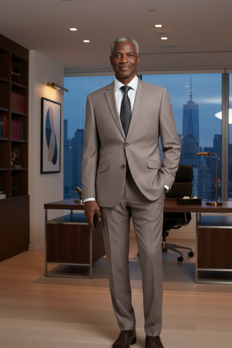 "Rafael" Warm Taupe 2-Button Notch Suit (2-Piece Set)
