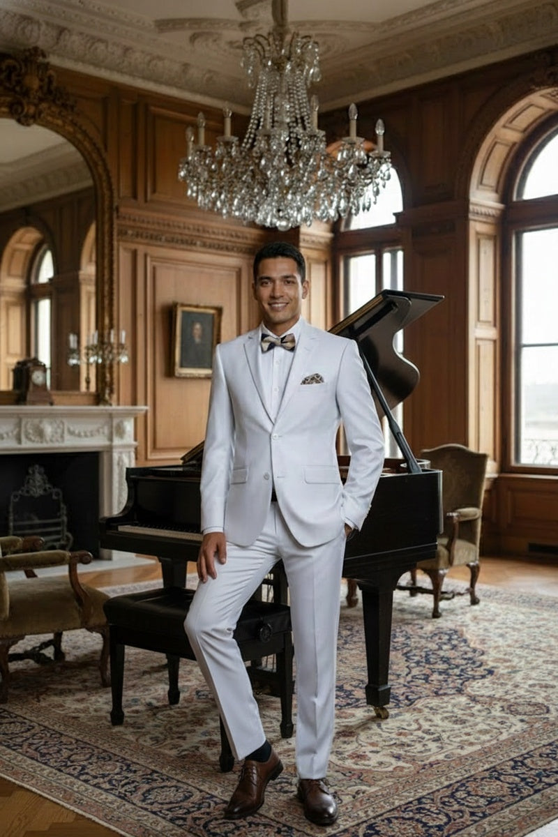 "Rafael" White 2-Button Notch Suit (2-Piece Set)