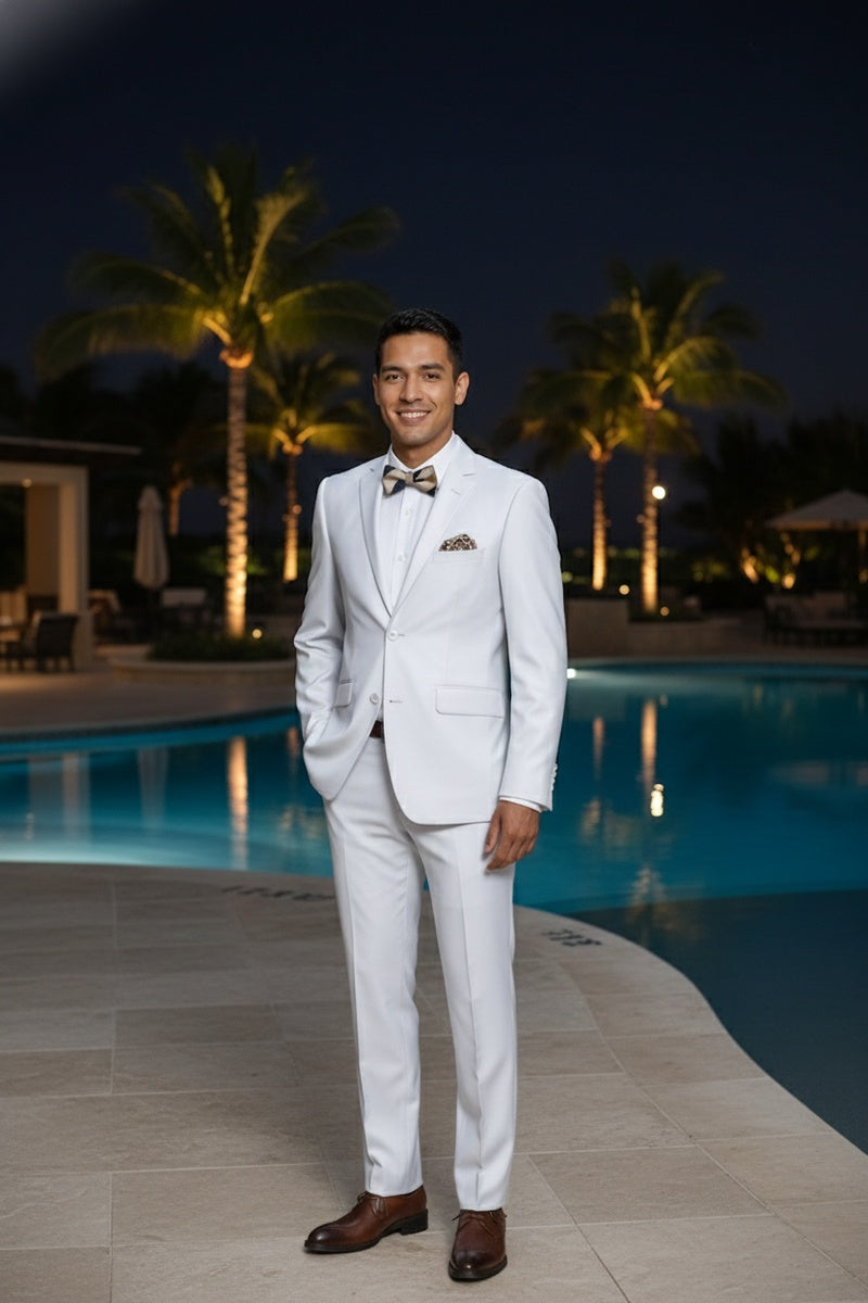 "Rafael" White 2-Button Notch Suit (2-Piece Set)