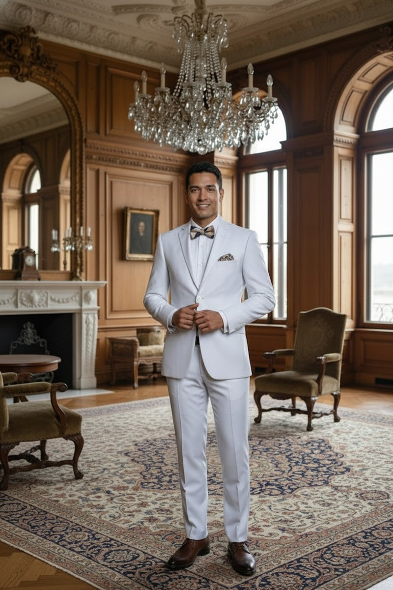 "Rafael" White 2-Button Notch Suit (2-Piece Set)