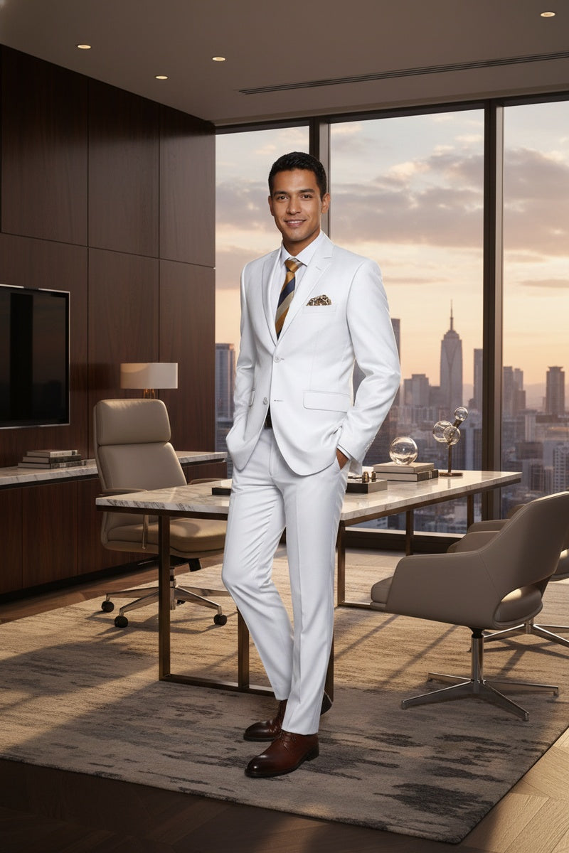 "Rafael" White 2-Button Notch Suit (2-Piece Set)