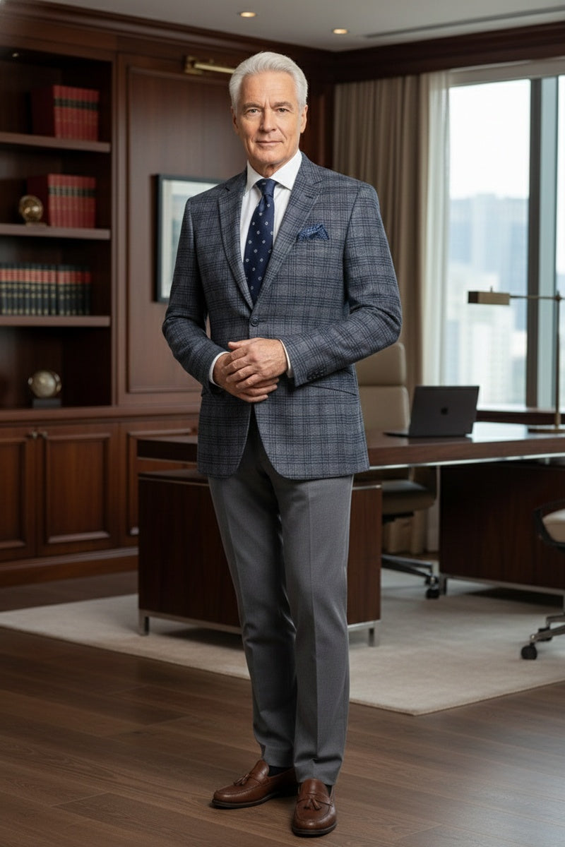 Grey Windowpane Sports Jacket