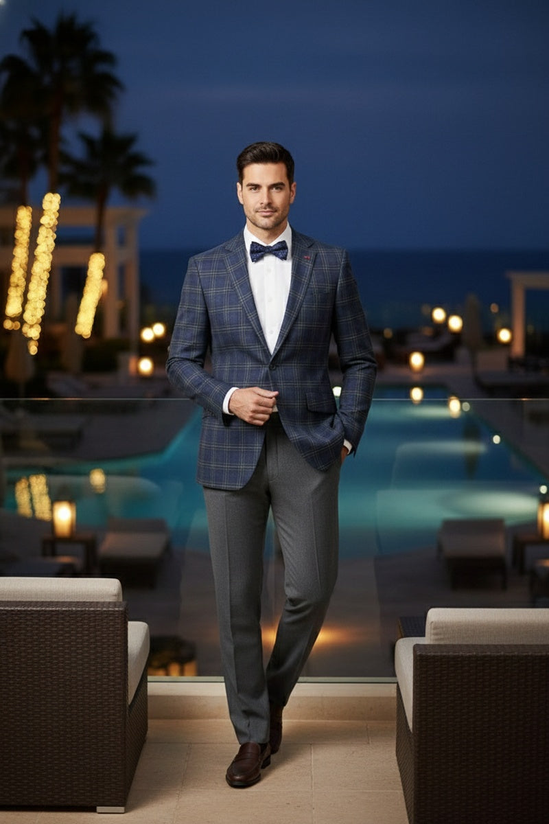 Blue Windowpane Sports Jacket