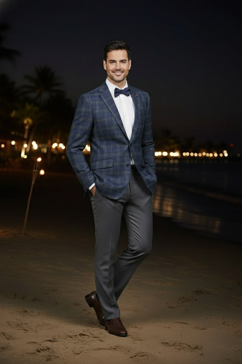 Blue Windowpane Sports Jacket
