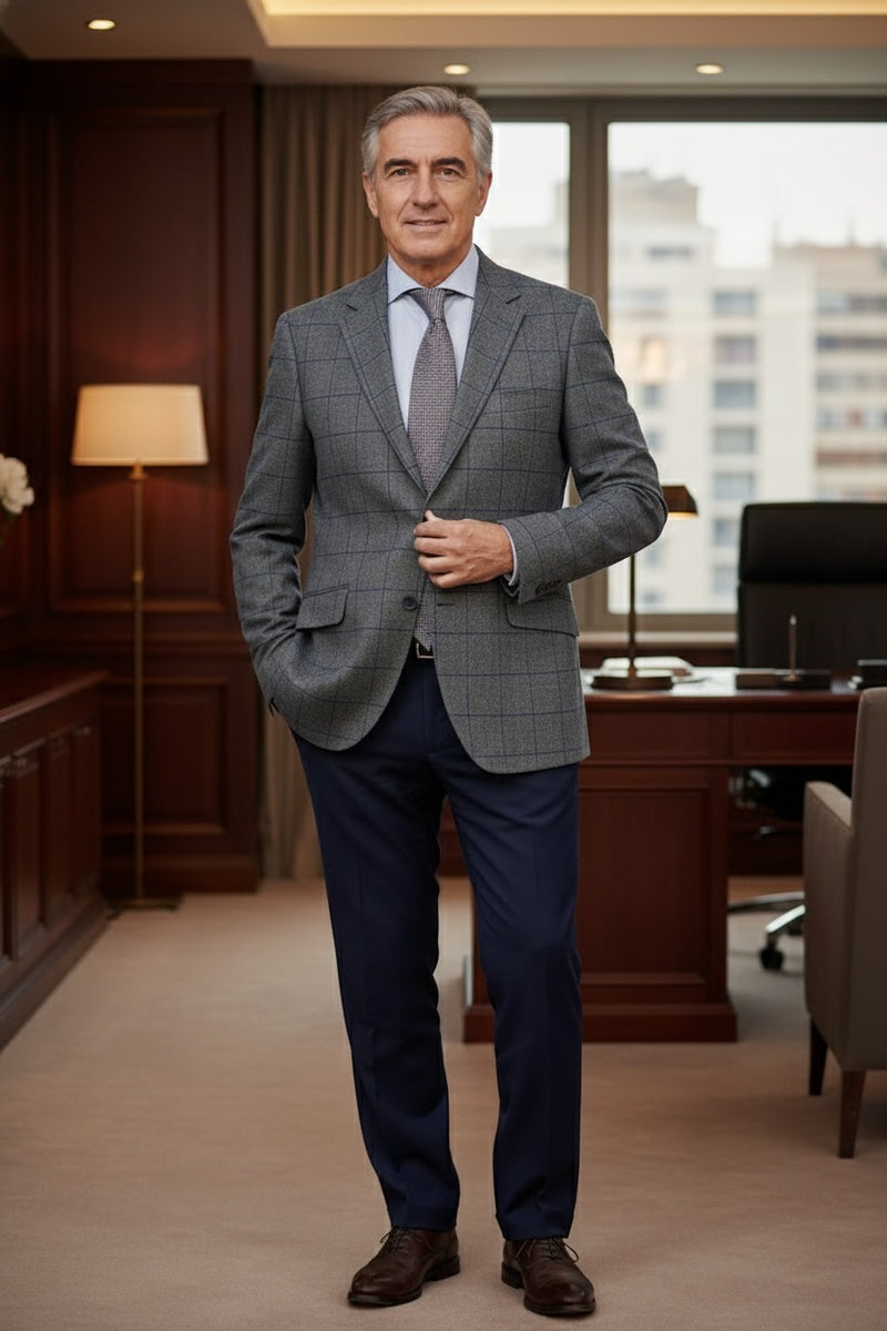Grey Windowpane Sports Jacket