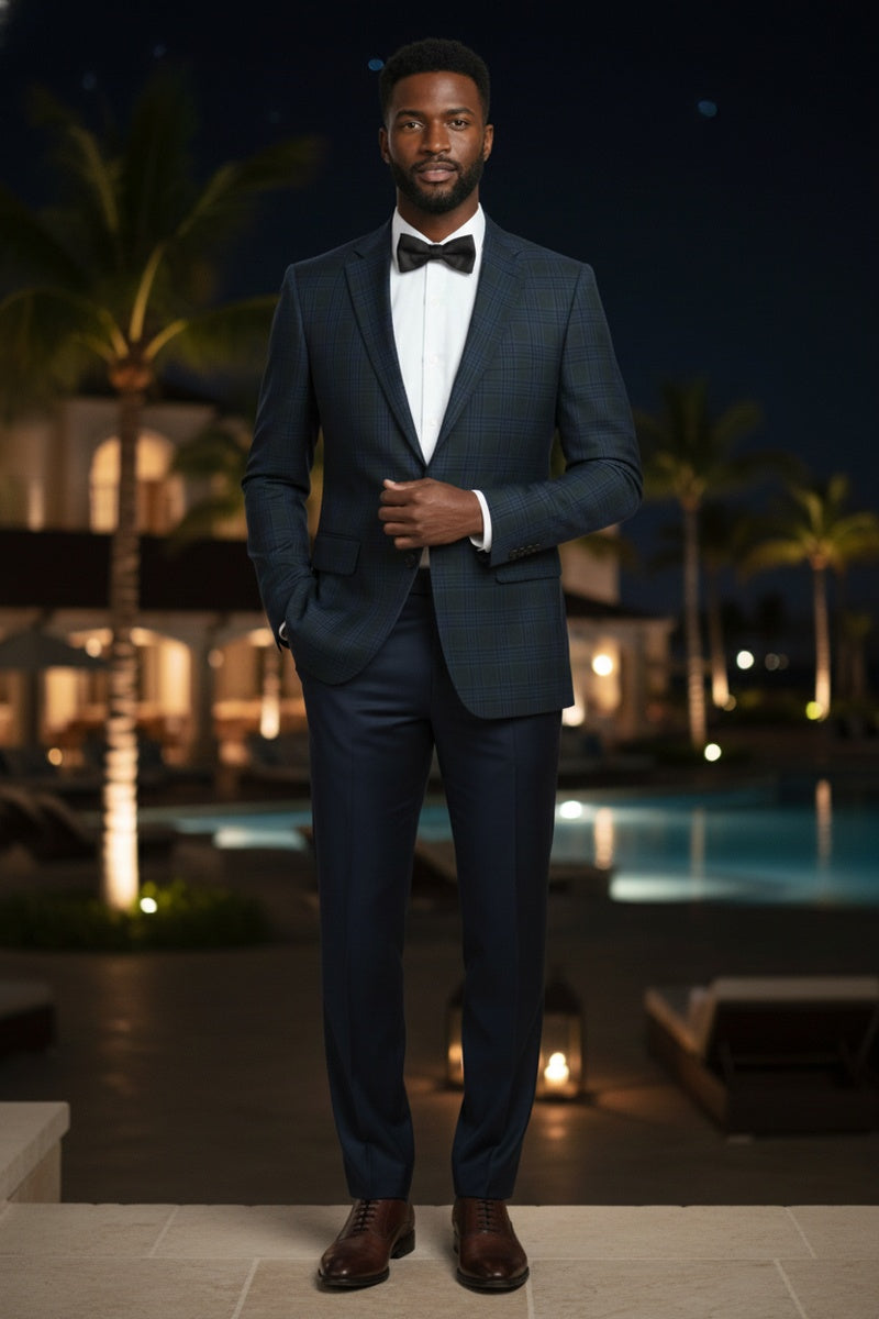 Navy Windowpane Sports Jacket