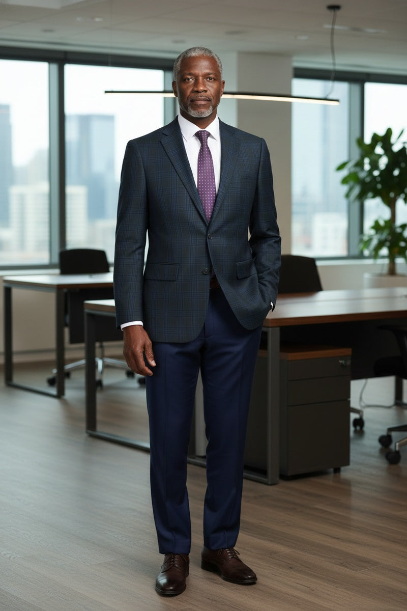 Navy Windowpane Sports Jacket