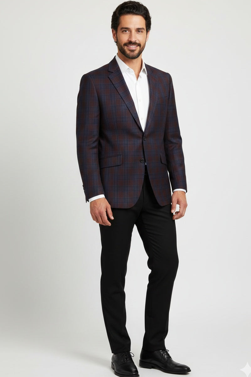 Burgundy Windowpane Sports Jacket