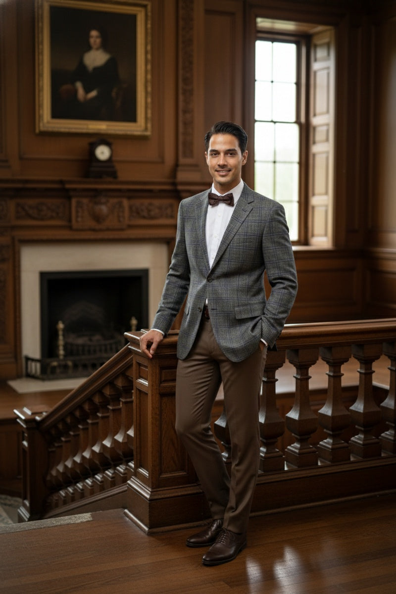 Brown Windowpane Sports Jacket