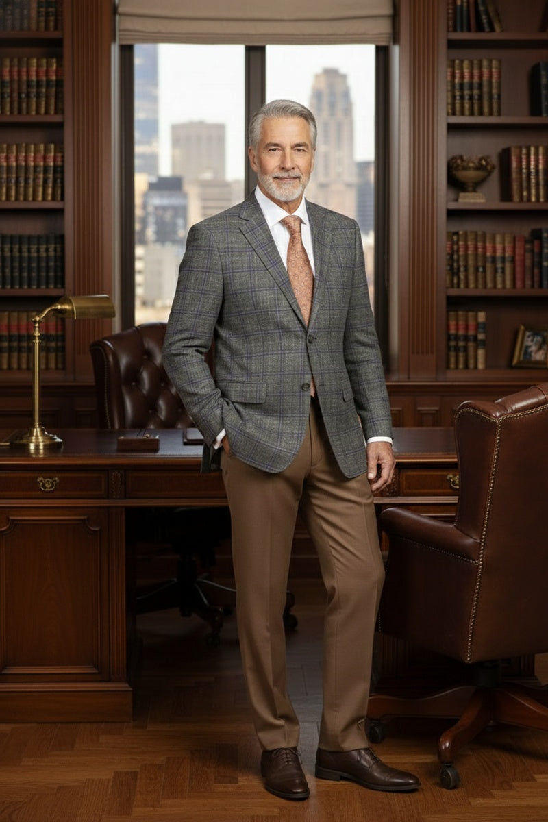 Brown Windowpane Sports Jacket