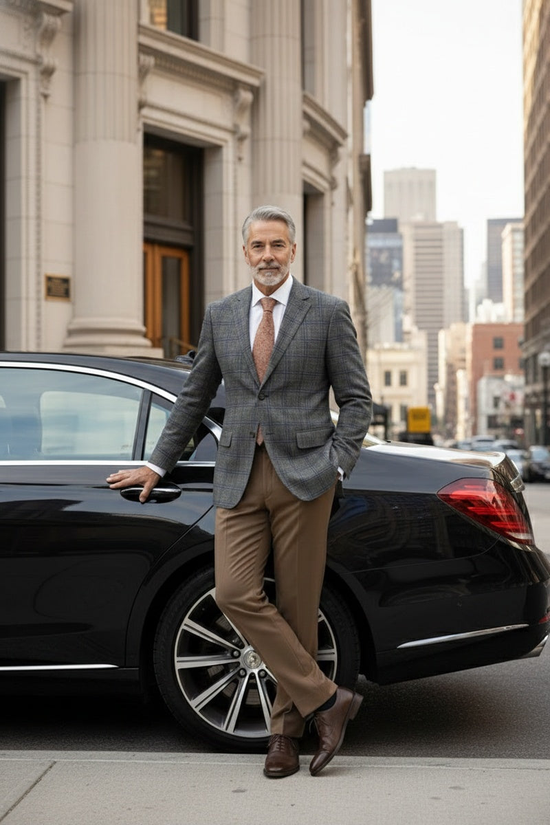 Brown Windowpane Sports Jacket