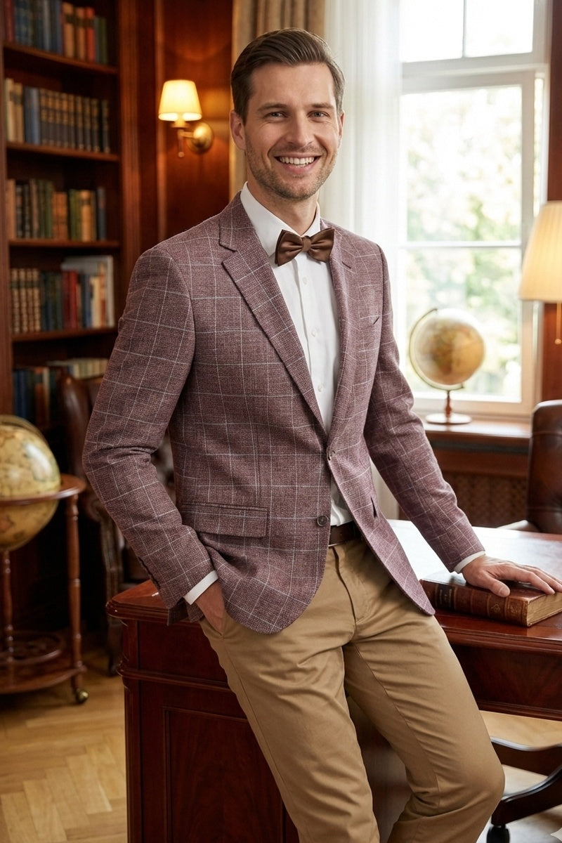 Wine Windowpane Sports Jacket