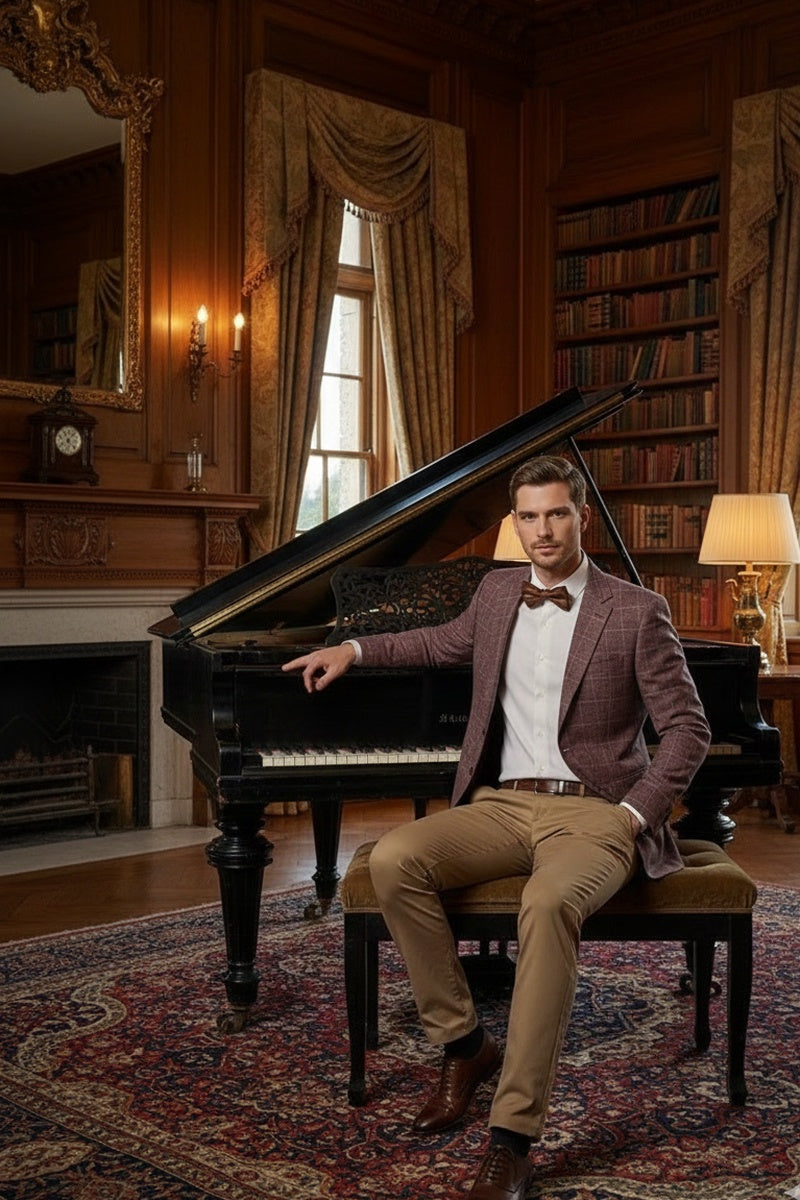 Wine Windowpane Sports Jacket