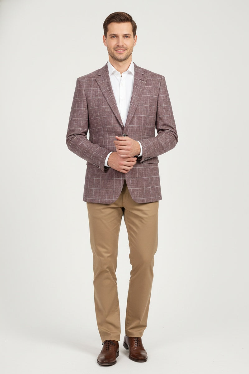 Wine Windowpane Sports Jacket