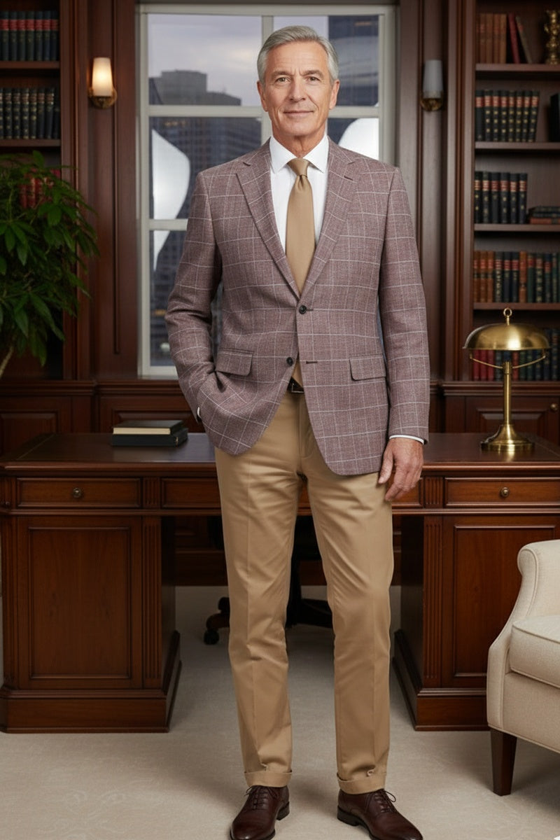 Wine Windowpane Sports Jacket