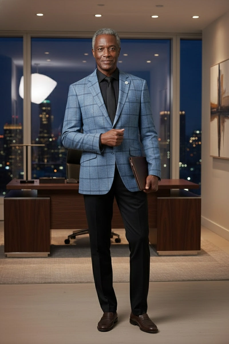Blue Windowpane Sports Jacket