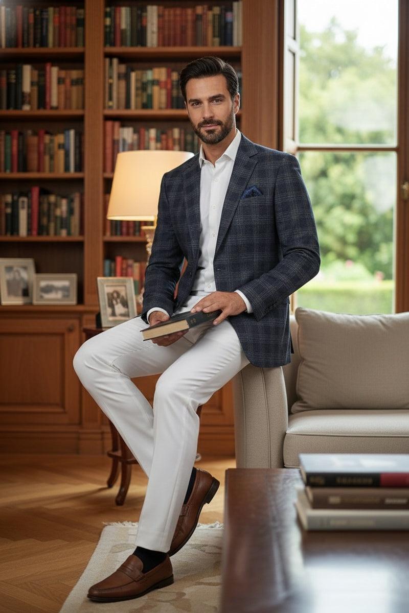 Navy Windowpane Sports Jacket