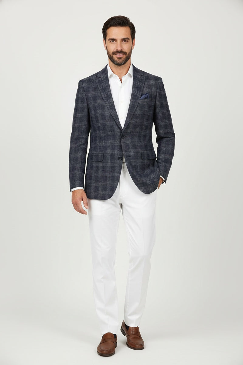 Navy Windowpane Sports Jacket