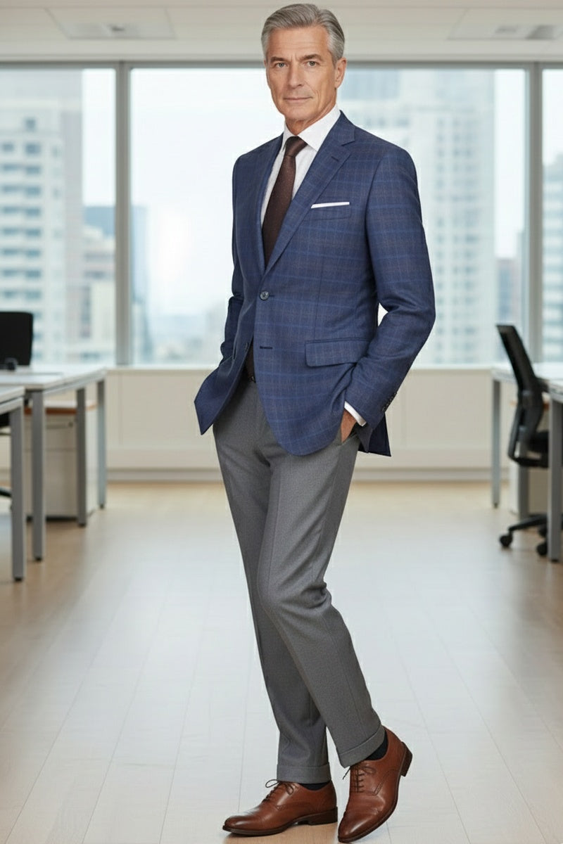 Blue Windowpane Sports Jacket