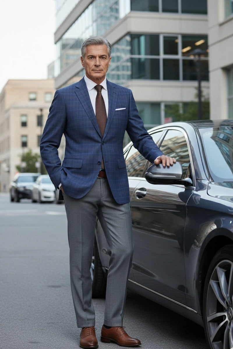 Blue Windowpane Sports Jacket