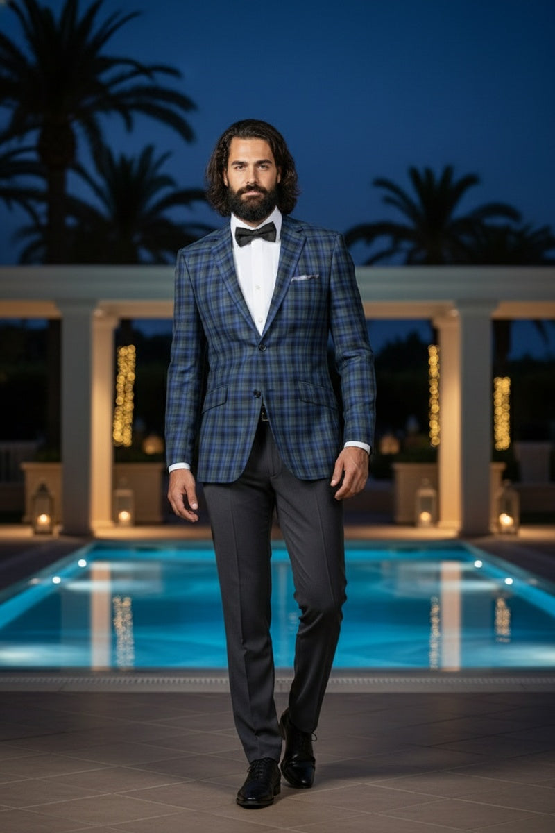 Navy Windowpane Sports Jacket