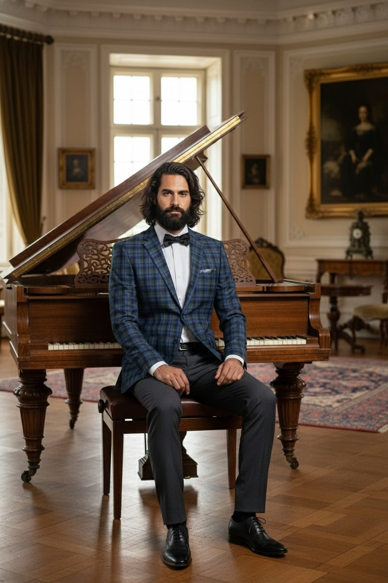Navy Windowpane Sports Jacket