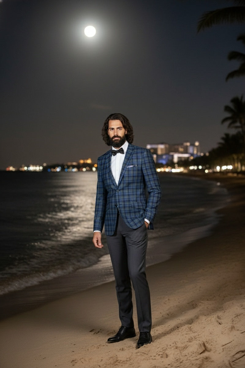 Navy Windowpane Sports Jacket