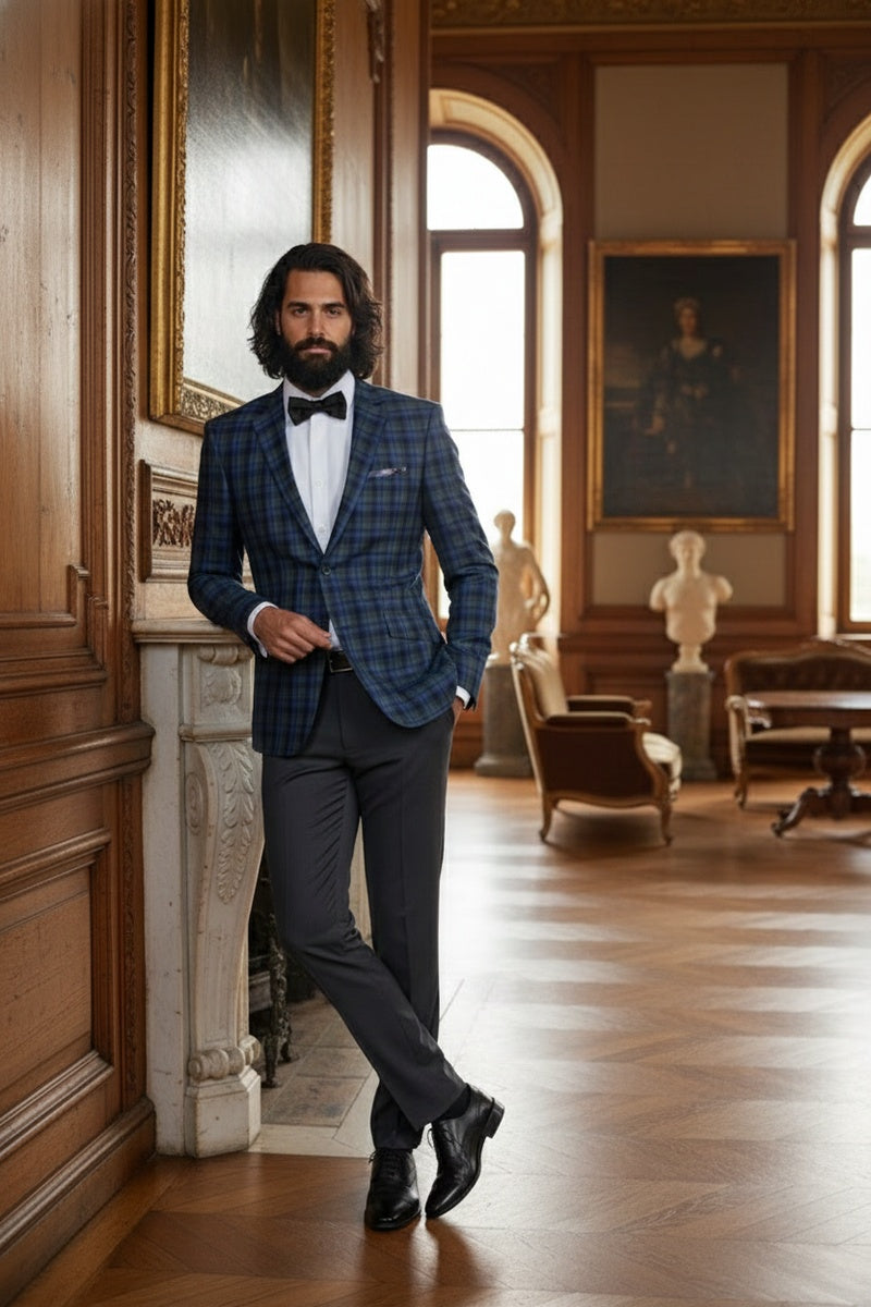Navy Windowpane Sports Jacket