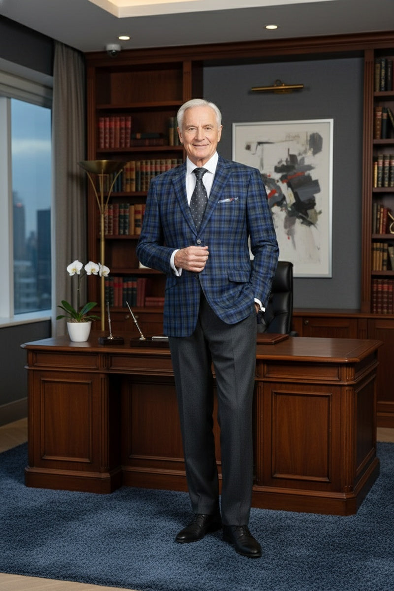Navy Windowpane Sports Jacket