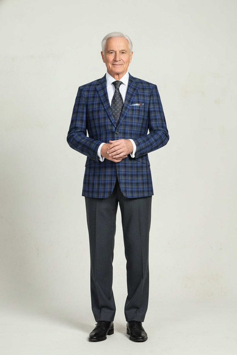 Navy Windowpane Sports Jacket
