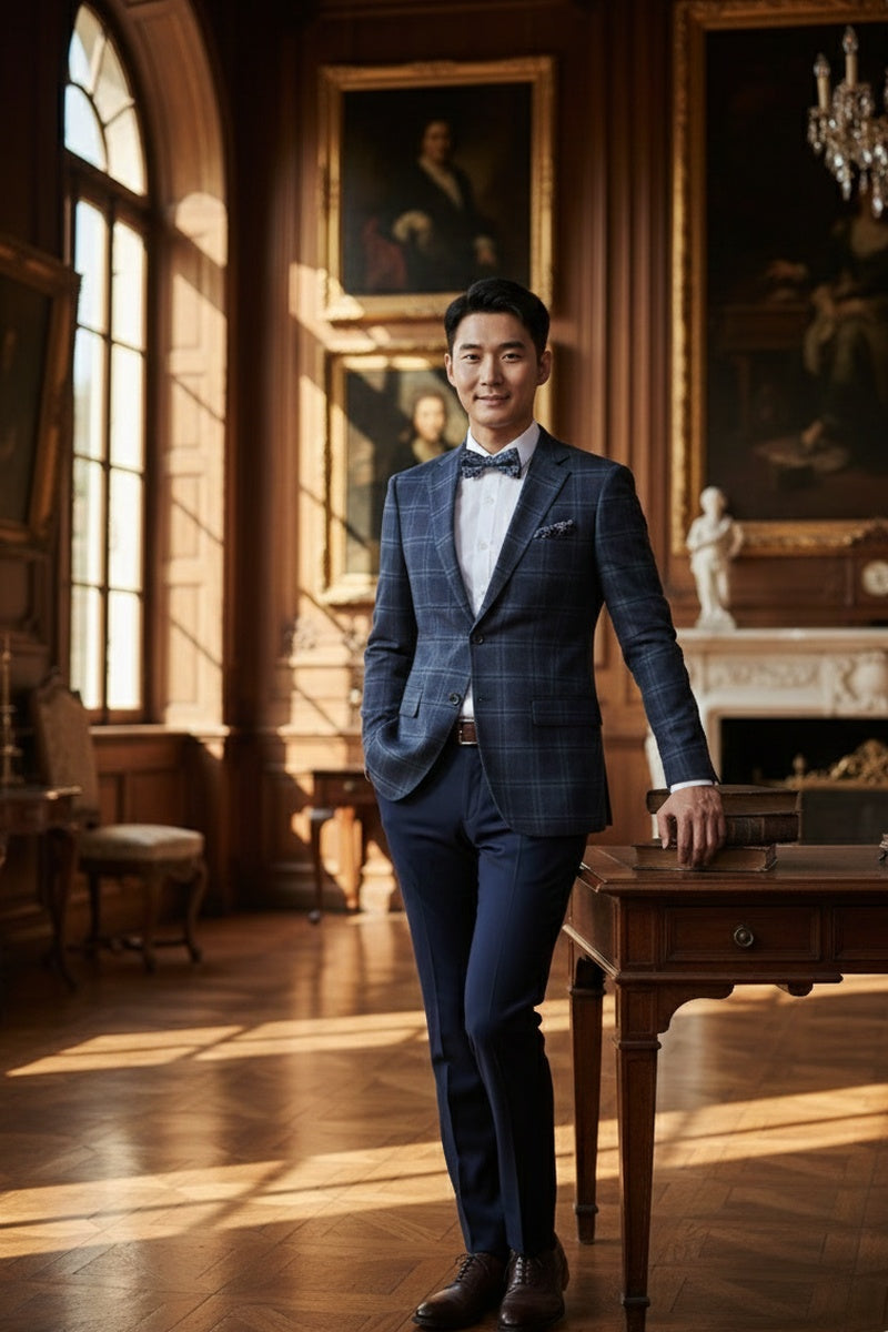 Purple & Blue Windowpane Sports Jacket