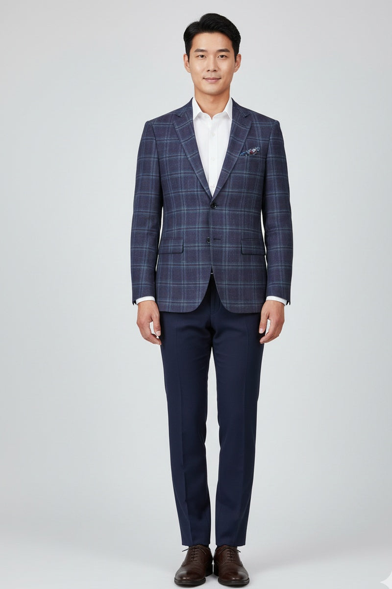 Purple & Blue Windowpane Sports Jacket